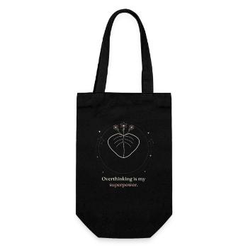 Lustiges, überdenkendes Superkraft-Mystical-T-Shirt - Geschenkbeutel für Flaschen - Schwarz - Vorne