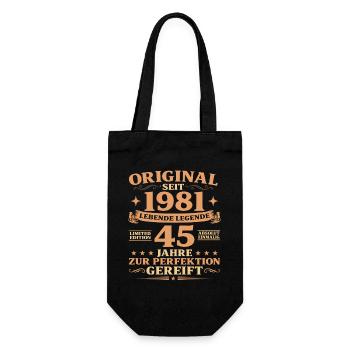 Original Baujahr 1981 geboren 45. Geburtstag - Geschenkbeutel für Flaschen - Schwarz - Vorne