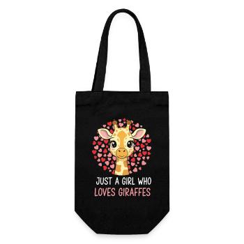 Mädchen liebt Giraffen Herz-Illustration - Geschenkbeutel für Flaschen - Schwarz - Vorne