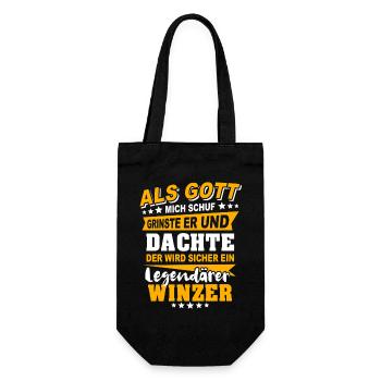 Winzer Sprüche - Geschenkbeutel für Flaschen - Schwarz - Vorne