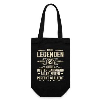 Jahrgang 1956 Geburtstag Absolut Einmalig - Geschenkbeutel für Flaschen - Schwarz - Vorne