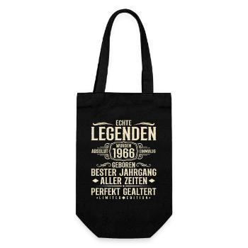 Jahrgang 1966 Geburtstag Absolut Einmalig - Geschenkbeutel für Flaschen - Schwarz - Vorne