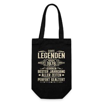 Jahrgang 1976 Geburtstag Absolut Einmalig - Geschenkbeutel für Flaschen - Schwarz - Vorne
