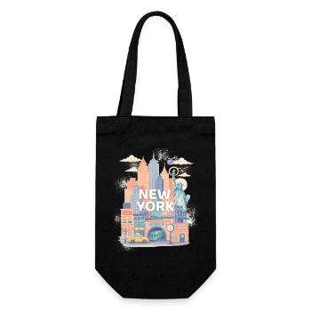 New York Watercolor Skyline - Geschenkbeutel für Flaschen - Schwarz - Vorne