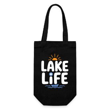 Lake Life Sonnenaufgangsabzeichen - Geschenkbeutel für Flaschen - Schwarz - Vorne