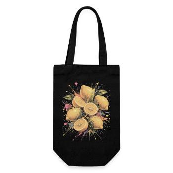 Zitronengelbe Zitrus-Mehrfarbige Spritzkunst - Geschenkbeutel für Flaschen - Schwarz - Vorne
