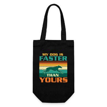 Mein Hund ist schneller, Windhund-Humor - Geschenkbeutel für Flaschen - Schwarz - Vorne