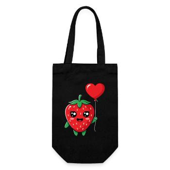 Fraise câline avec ballon en forme de cœur - Sac à bouteille - noir - Devant
