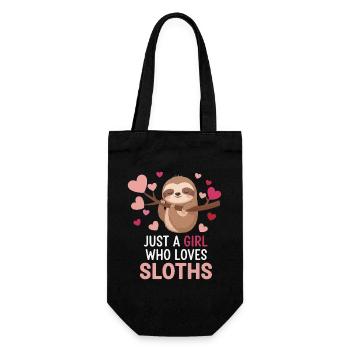 Faultierliebe: Just a Girl Sloths - Geschenkbeutel für Flaschen - Schwarz - Vorne