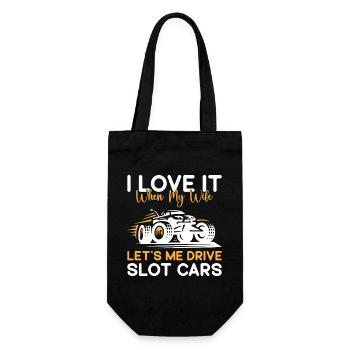 Car Drag Racing Let`s My Drive Slot Cars Race - Geschenkbeutel für Flaschen - Schwarz - Vorne