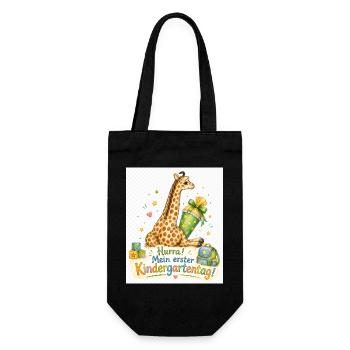 Giraffenzauber Erster Kindergartentag - Geschenkbeutel für Flaschen - Schwarz - Vorne