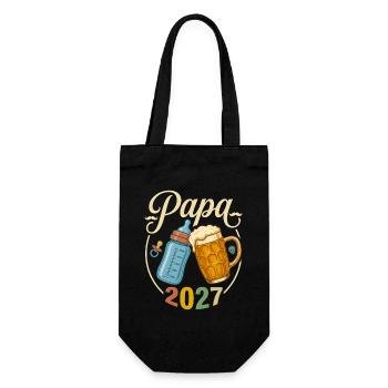 Papa 2027 – Retro-Bier-und-Flaschen-Geschenk - Geschenkbeutel für Flaschen - Schwarz - Vorne