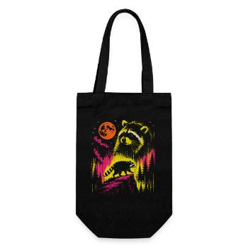 Waschbär Night Moon Forest Vintage Neon - Geschenkbeutel für Flaschen - Schwarz - Vorne