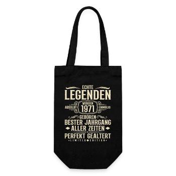 Jahrgang 1971 Geburtstag Absolut Einmalig - Geschenkbeutel für Flaschen - Schwarz - Vorne