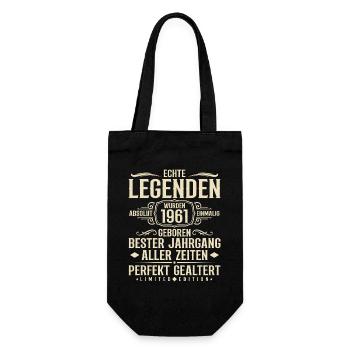 Jahrgang 1961 Geburtstag Absolut Einmalig - Geschenkbeutel für Flaschen - Schwarz - Vorne