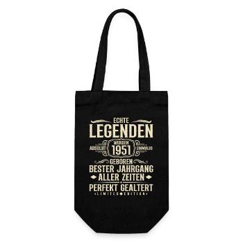 Jahrgang 1951 Geburtstag Absolut Einmalig - Geschenkbeutel für Flaschen - Schwarz - Vorne