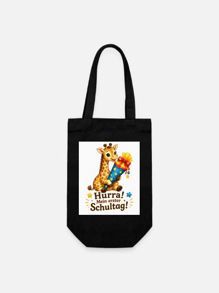 Giraffe feiert ersten Schultag - Geschenkbeutel für Flaschen - Schwarz