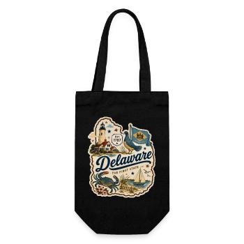 Delaware The First State Vintage-Aufkleber - Geschenkbeutel für Flaschen - Schwarz - Vorne
