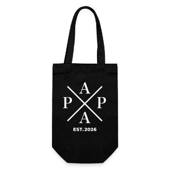 Papa Est. 2026 | Vater | Vatertag Geschenk - Geschenkbeutel für Flaschen - Schwarz - Vorne