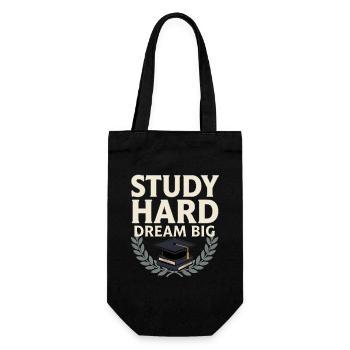 Student Motivation – Study Hard Dream Big - Gift Bag for Bottles - black - Front
