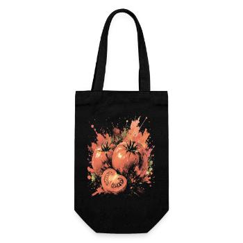 Rotes Tomatengemüse-Splash-Kunst-Aquarell - Geschenkbeutel für Flaschen - Schwarz - Vorne