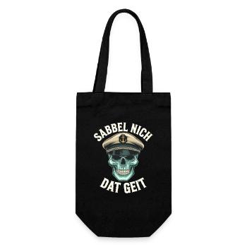  Sabbel Nich Dat Geit Kapitän Totenkopf Anker - Geschenkbeutel für Flaschen - Schwarz - Vorne