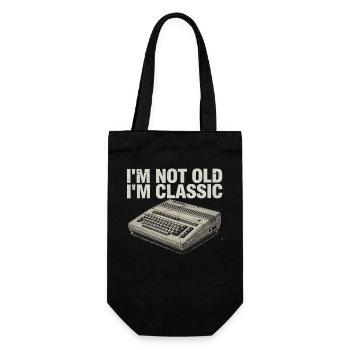 Nicht alt, ich bin ein klassischer Retro-Computer - Geschenkbeutel für Flaschen - Schwarz - Vorne