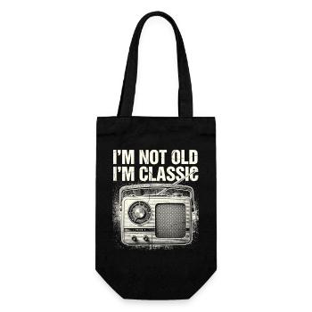 Nicht alt, ich bin klassisches Radio - Geschenkbeutel für Flaschen - Schwarz - Vorne
