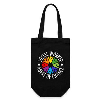 Social Worker Quote Agent Of Change Social Work - Geschenkbeutel für Flaschen - Schwarz - Vorne