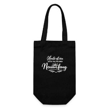 Heute ist ein guter Tag für einen Neuanfang - Geschenkbeutel für Flaschen - Schwarz - Vorne