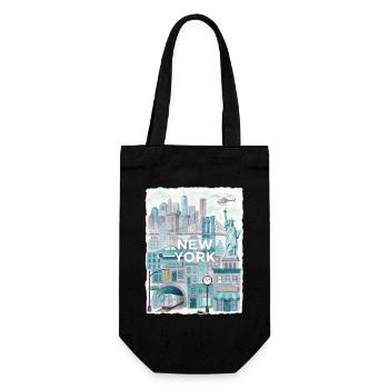 New York City Watercolor Skyline - Geschenkbeutel für Flaschen - Schwarz - Vorne