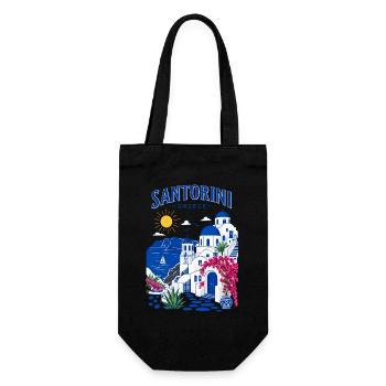 Santorini, Griechenland, Reisedesign - Geschenkbeutel für Flaschen - Schwarz - Vorne