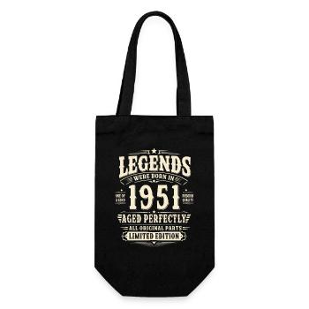 75. Geburtstag Geschenk Mann 1951 Vintage Retro - Geschenkbeutel für Flaschen - Schwarz - Vorne