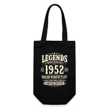 74. Geburtstag Geschenk Mann 1952 Vintage Retro - Geschenkbeutel für Flaschen - Schwarz - Vorne