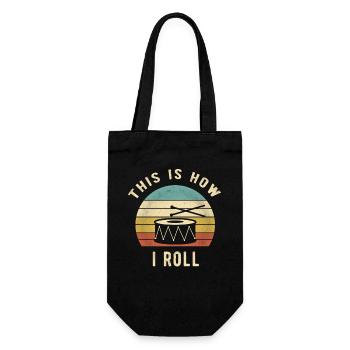 Percussion Retro This Is How I Roll Drummer Gift - Geschenkbeutel für Flaschen - Schwarz - Vorne
