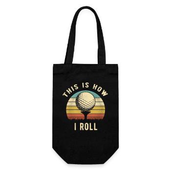 Golf Retro So rolle ich lustiges Golfer-Geschenk - Geschenkbeutel für Flaschen - Schwarz - Vorne