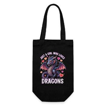 Nur ein Mädchen liebt Drachen - Geschenkbeutel für Flaschen - Schwarz - Vorne