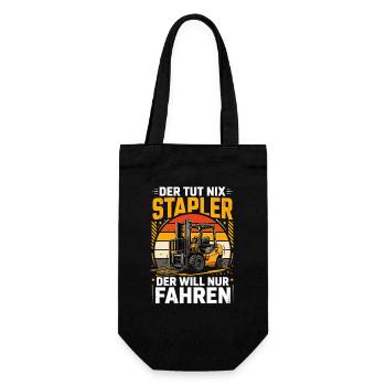  Der Tut Nix Stapler Der Will Nur Fahren - Geschenkbeutel für Flaschen - Schwarz - Vorne