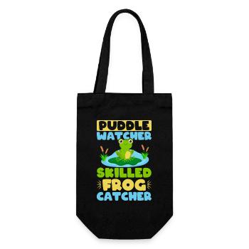Frog Catcher Puddle Watcher Skilled Frog - Geschenkbeutel für Flaschen - Schwarz - Vorne