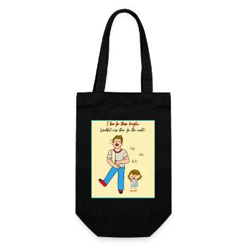 Lachmoment von Vater und Kind - Geschenkbeutel für Flaschen - Schwarz - Vorne