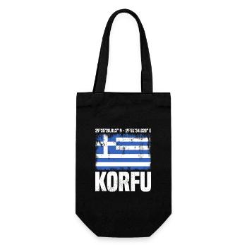 Korfu Koordinaten - Geschenkbeutel für Flaschen - Schwarz - Vorne