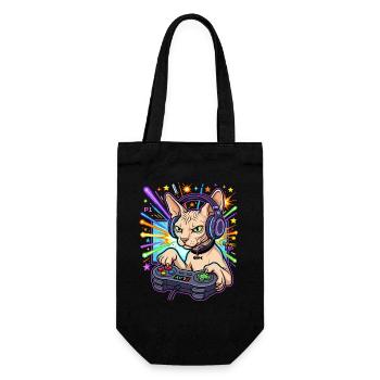 Sphynx Cat Gamer - Geschenkbeutel für Flaschen - Schwarz - Vorne