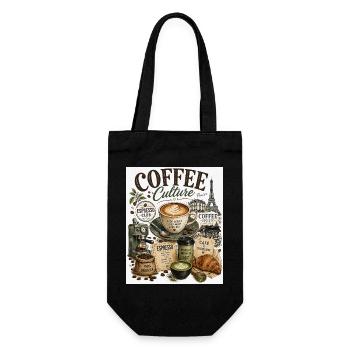 Kaffeekultur Paris Café Collage - Geschenkbeutel für Flaschen - Schwarz - Vorne