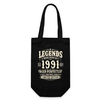 35. Geburtstag Geschenk Mann 1991 Vintage Retro - Geschenkbeutel für Flaschen - Schwarz - Vorne