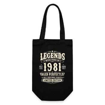 45. Geburtstag Geschenk Mann 1981 Vintage Retro - Geschenkbeutel für Flaschen - Schwarz - Vorne