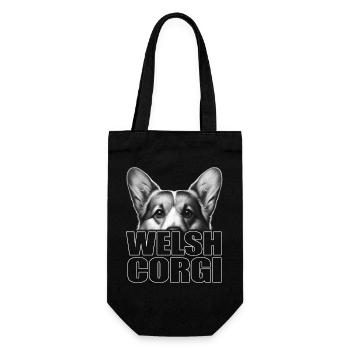 welsh_corgi_Font_Fashion - Geschenkbeutel für Flaschen - Schwarz - Vorne