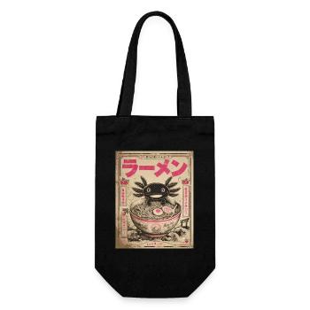 Axolotl, Ramen, Japanische Nudeln, Kawaii, Anime - Geschenkbeutel für Flaschen - Schwarz - Vorne