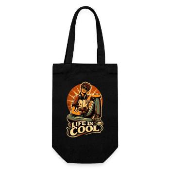Life Is Cool – Retro Gamer - Geschenkbeutel für Flaschen - Schwarz - Vorne