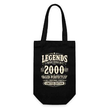26. Geburtstag Geschenk Mann 2000 Vintage Retro - Geschenkbeutel für Flaschen - Schwarz - Vorne