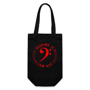Bass Clef Red Keeping it Low Tone Musiker Geschenk - Geschenkbeutel für Flaschen - Schwarz - Vorne